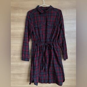 Plaid Button-Up Dress